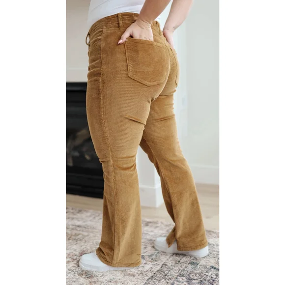Judy Blue Camel Corduroy Bootcut Pants Mid Rise Stretch Plus Size 18W - Picture 5 of 9